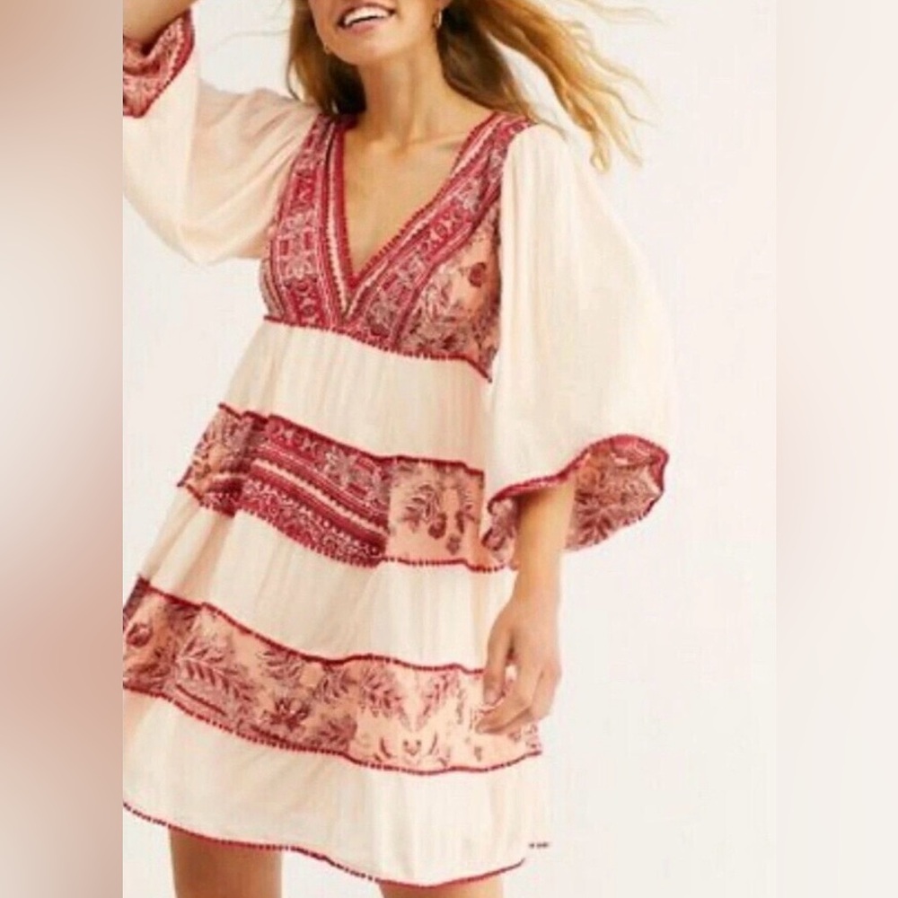 Free people Corset Milkmaid Tiered Mini Dress s S